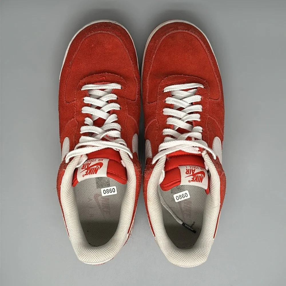 Nike Air Force 1 '07 University Red Suede Shoes Men’s Sz 10.5‎